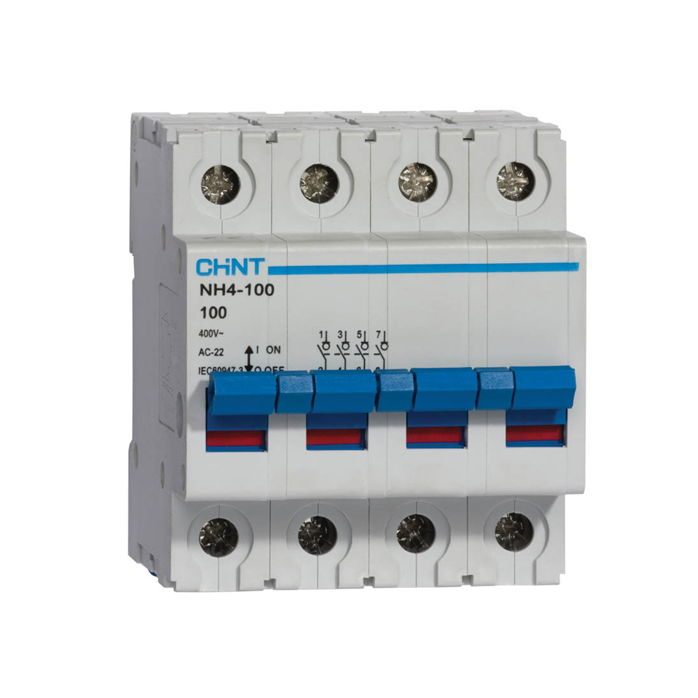 Chint hoofdschakelaar 3-fase, 3-polig+nul 100A (NH4-80408)